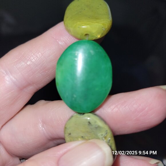 Chunky Multi-strand Polished Gemstone Necklace Oval Natural Statement Adjustable - Picture 6 of 12